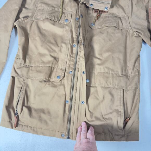 Columbia Sportswear Co Canvas Like Shacket Full Zip/Snaps Jacket Medium Hooded - Picture 9 of 16